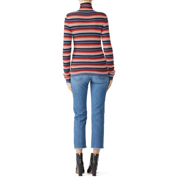 Anthropologie M.i.h. Jeans Merino Wool Blend Striped Moonie Polo Sweater XS - Picture 2 of 9